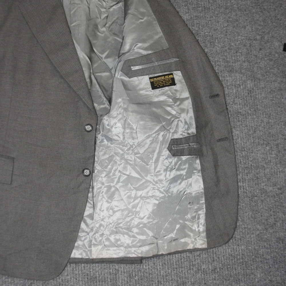 Vintage Andre Laurent Suit Vest 2 Piece Mens 50 Gray Pinstripe Wool Blend Formal